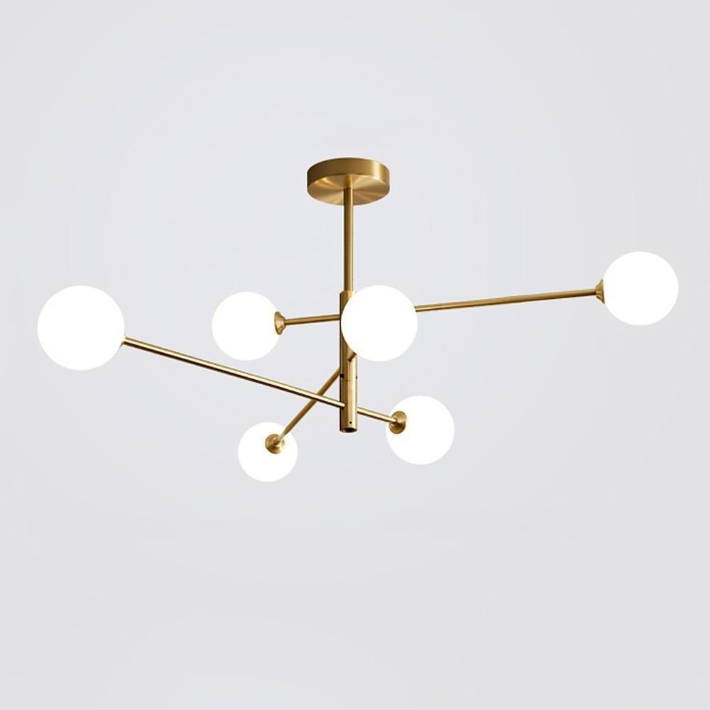 6 Light Sputnik LED Electroplated Glass Gold Modern Chandelier Ceiling Light