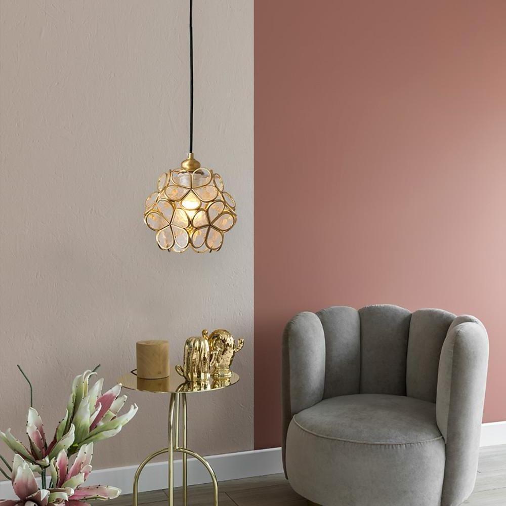 Ornate Flower Island Kitchen Pendant Lighting Copper Crystal Pendant Light