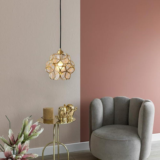 Ornate Flower Island Kitchen Pendant Lighting Copper Crystal Pendant Light