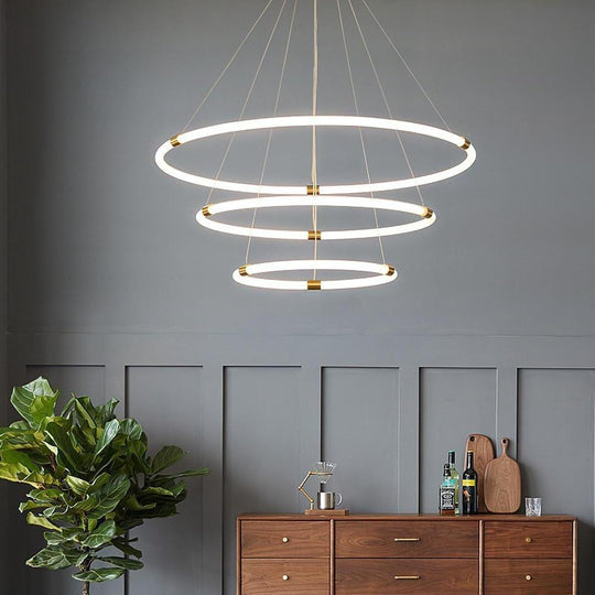 Surround Circle LED Chandelier – 2/3-Light with 4000 K Acrylic Glow