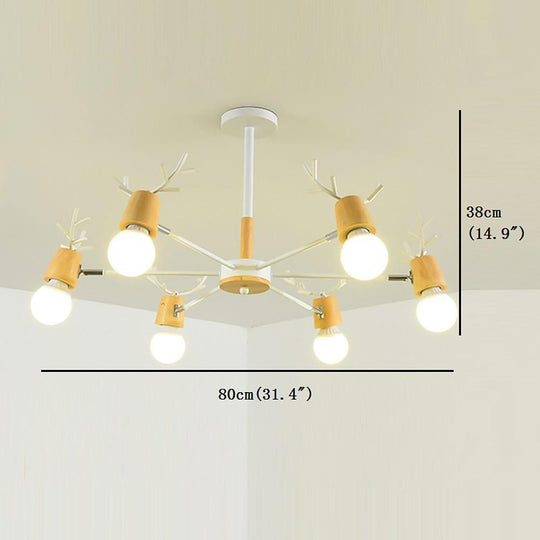6 Light Antlers Shaped LED Nordic Chandelier Ceiling Light