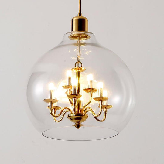 Glass Candelabra Globe Pendant Lighting with Interior 9 LED Light