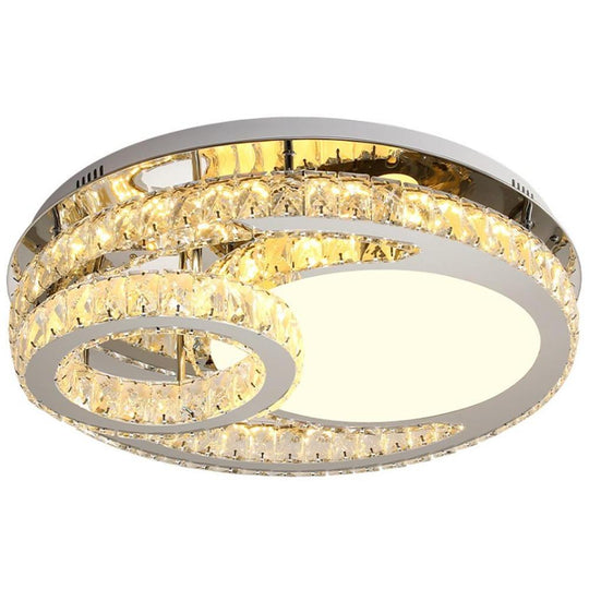 Overlapping Circles Crystal Stainless Steel LED Flush Mount Ceiling Light