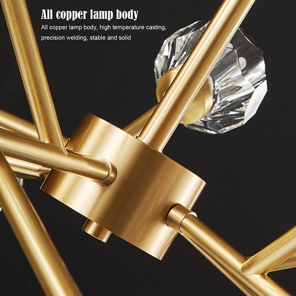 15-Light LED Crystal Copper Modern Sputnik Chandelier
