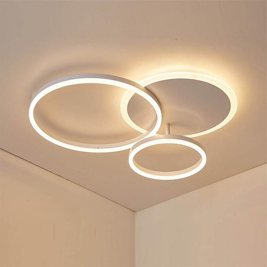 3 Layers LED Modern Circle Flush Mount Light 3 Color Dimmable 26" x 20"