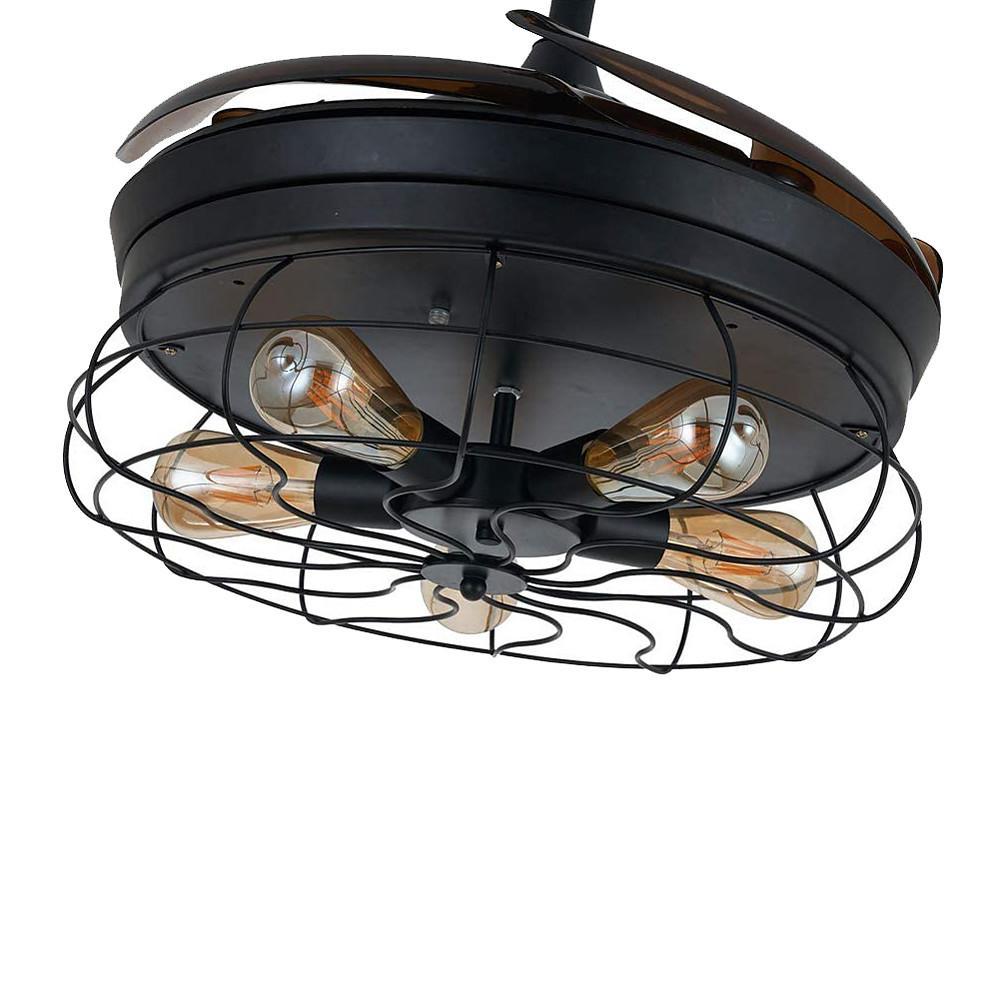Farmhouse Style 3 Blade Retractable Ceiling Fan with LED Light