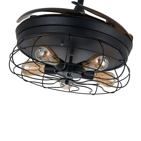 Farmhouse Style 3 Blade Retractable Ceiling Fan with LED Light