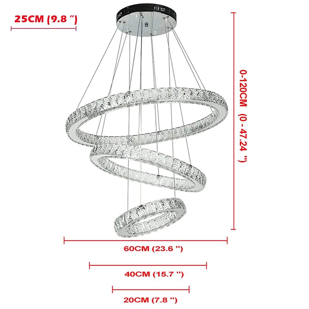 Modern 3-Tier Circles Suspended Crystal LED Chandelier