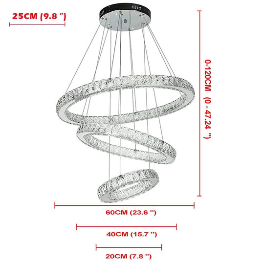 Modern 3-Tier Circles Suspended Crystal LED Chandelier