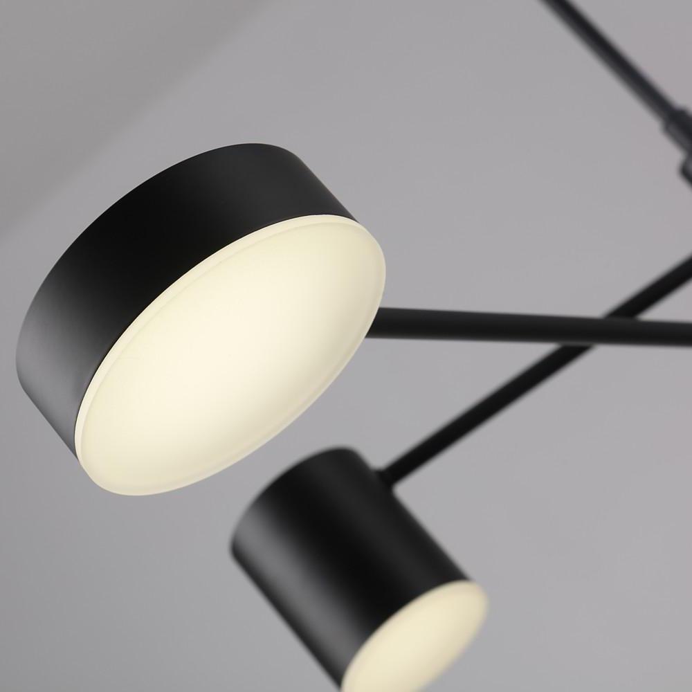 Industrial Sputnik Chandelier – Black Modern Foyer Chandelier with 6 LED Lights