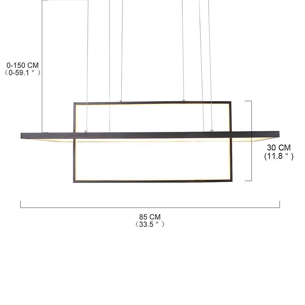 2 Rectangular LED Black Modern Pendant Lighting Hanging Ceiling Light