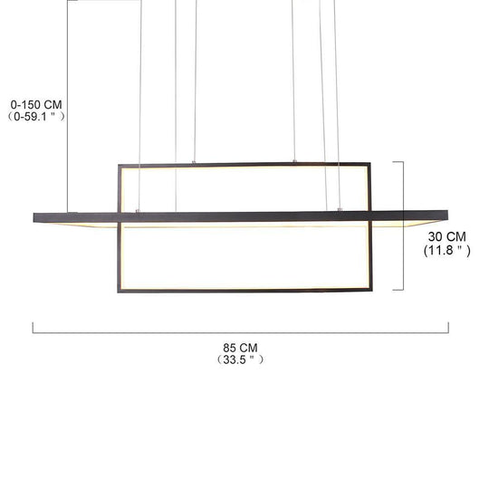 2 Rectangular LED Black Modern Pendant Lighting Hanging Ceiling Light