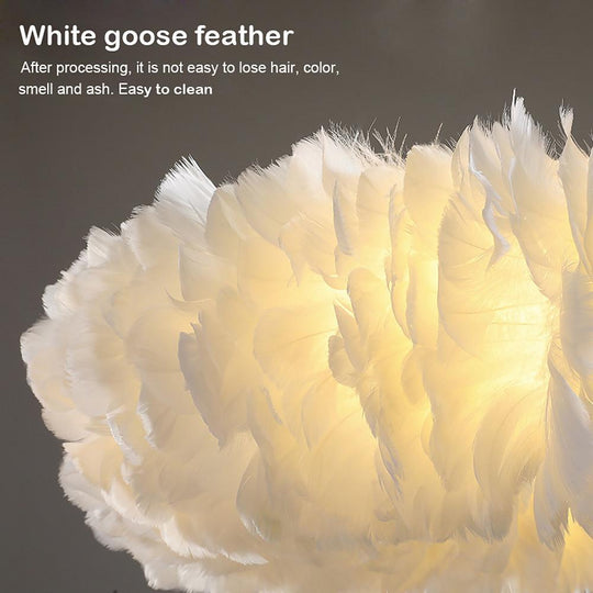Round Feathers LED Nordic Ceiling Light Flush Mount Chandelier