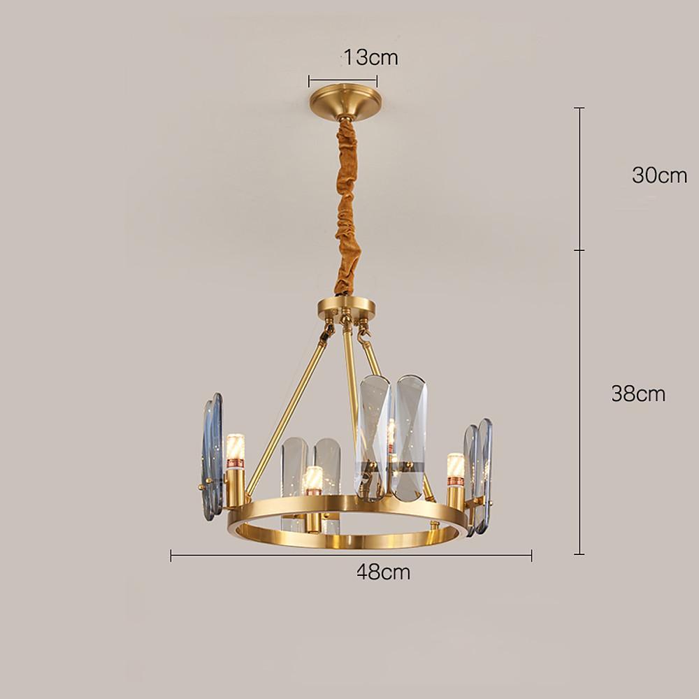 8-Light LED Circular Glass Copper Nordic Chandelier – Ceiling Lights