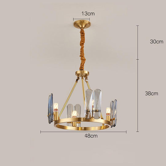 8-Light LED Circular Glass Copper Nordic Chandelier – Ceiling Lights