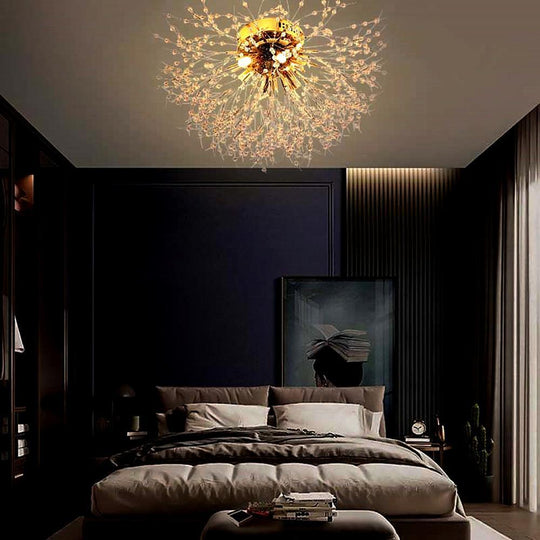 Classic Crystal Branch LED Flush Mount Ceiling Light with 6 Bulbs