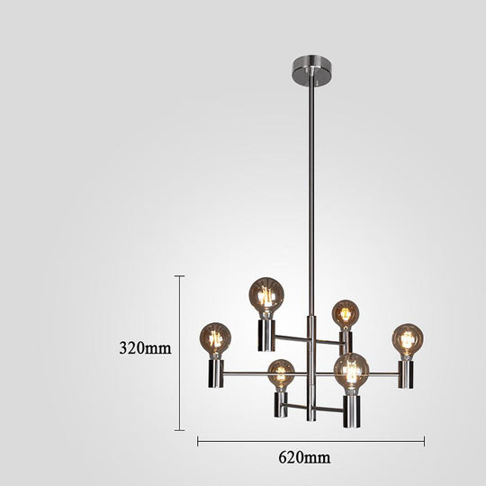 Nordic Black Sputnik Industrial 6-Bulb LED Chandelier