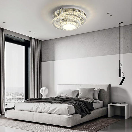 Gradated Flush Mount Ceiling Light – Industrial Acrylic & Stainless Steel LED