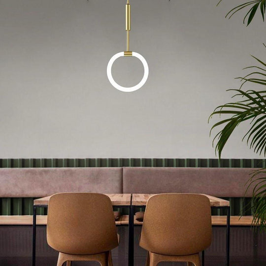 Circle LED Gold Modern Pendant Light Hanging Lamp