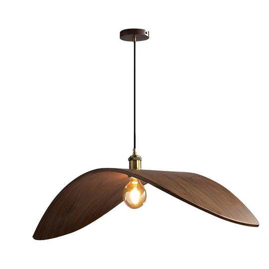 Wabi-Sabi Walnut Leaf Curve Wooden LED Pendant Light