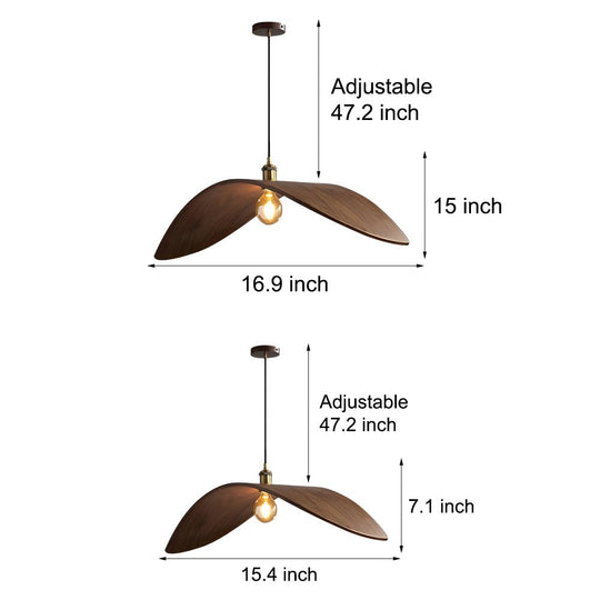 Wabi-Sabi Walnut Leaf Curve Wooden LED Pendant Light