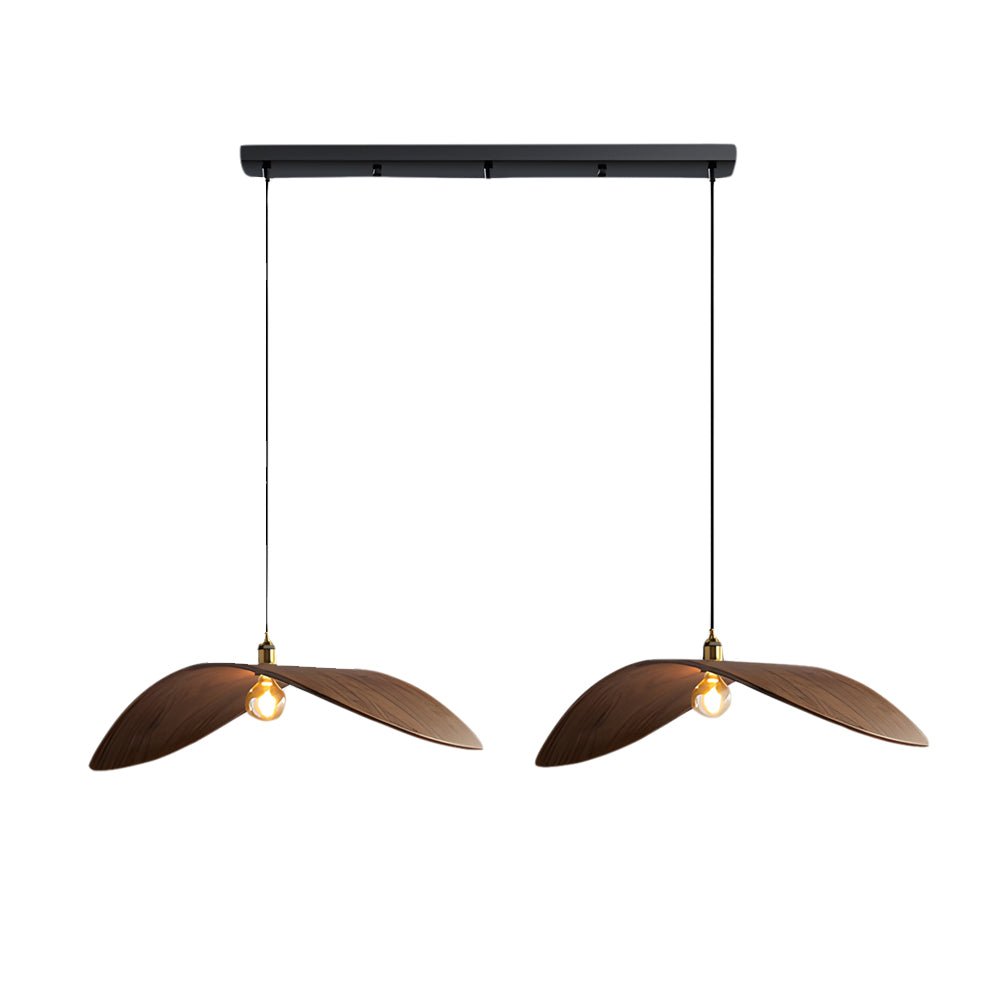 Wabi-Sabi Walnut Leaf Curve Wooden LED Pendant Light