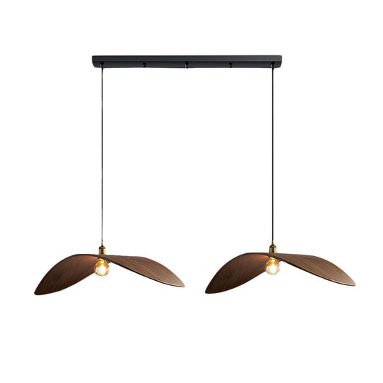 Wabi-Sabi Walnut Leaf Curve Wooden LED Pendant Light