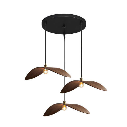 Wabi-Sabi Walnut Leaf Curve Wooden LED Pendant Light