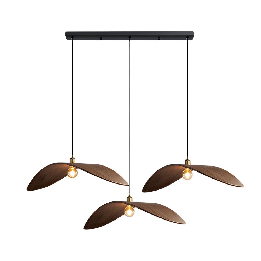 Wabi-Sabi Walnut Leaf Curve Wooden LED Pendant Light