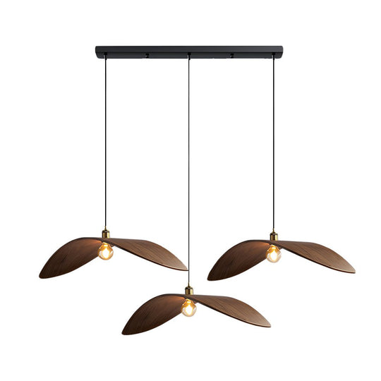 Wabi-Sabi Walnut Leaf Curve Wooden LED Pendant Light