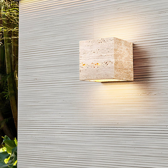 Wabi-Sabi Yellow Travertine LED Wall Sconce