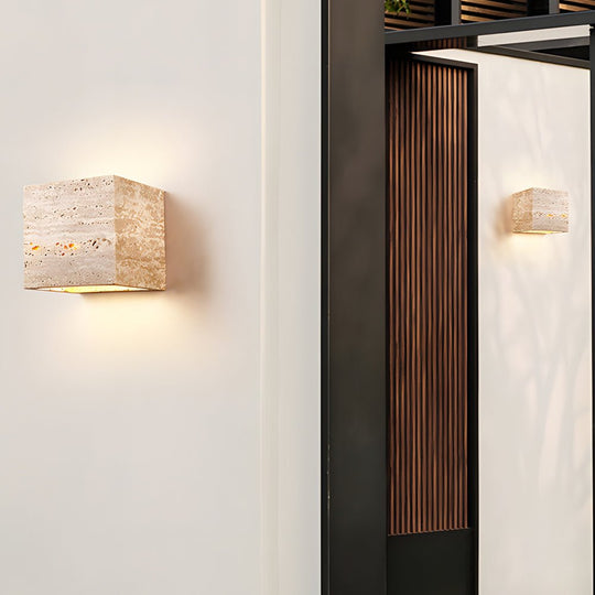 Wabi-Sabi Yellow Travertine LED Wall Sconce