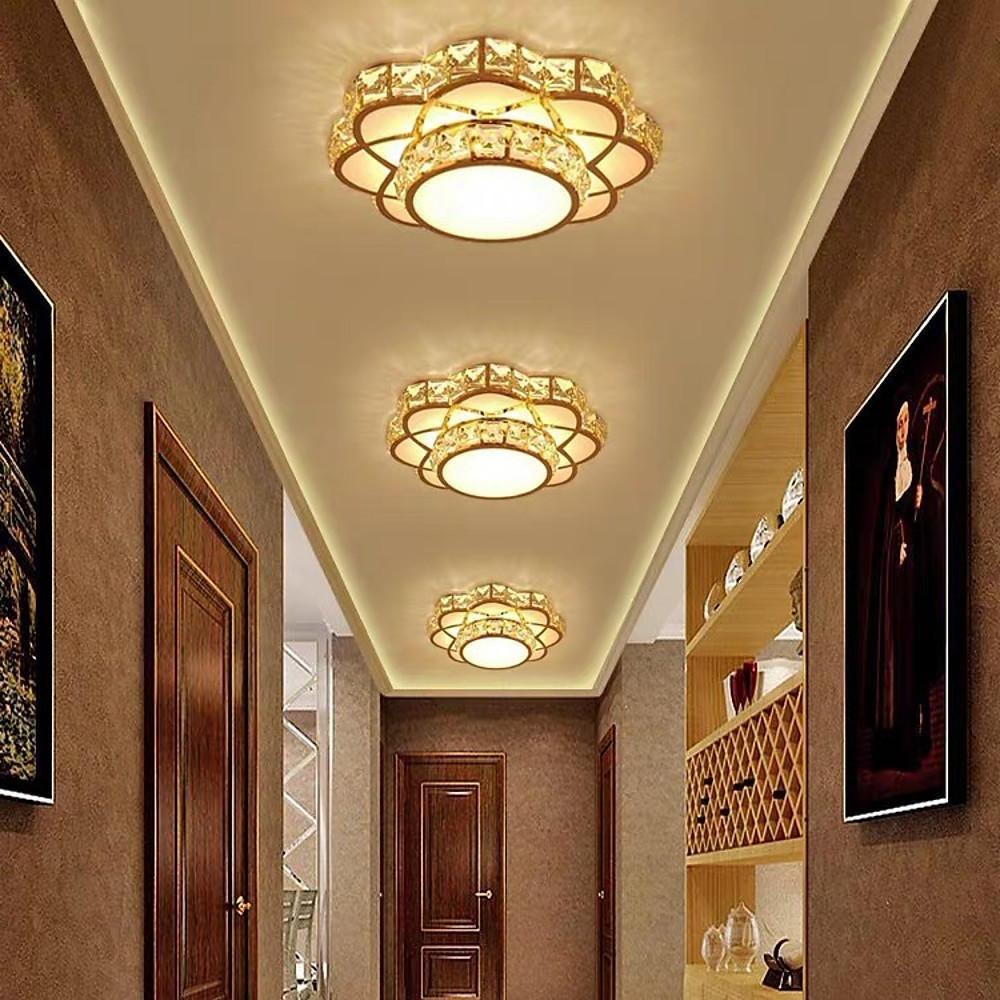 Flower Effect Metal Crystal LED Flush Mount Ceiling Light