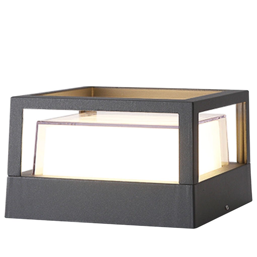 Square Double Layer Shade Outdoor Pier Mount LED Post Lamp