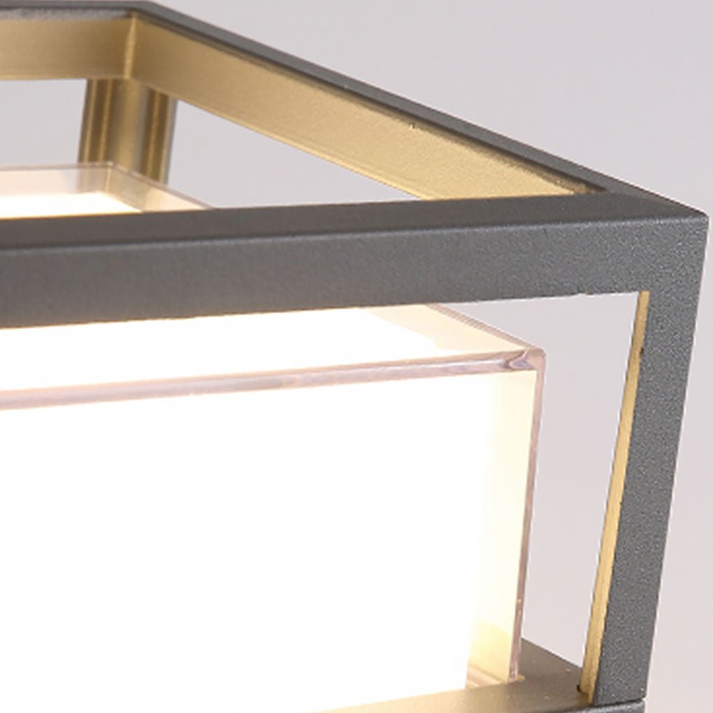 Square Double Layer Shade Outdoor Pier Mount LED Post Lamp
