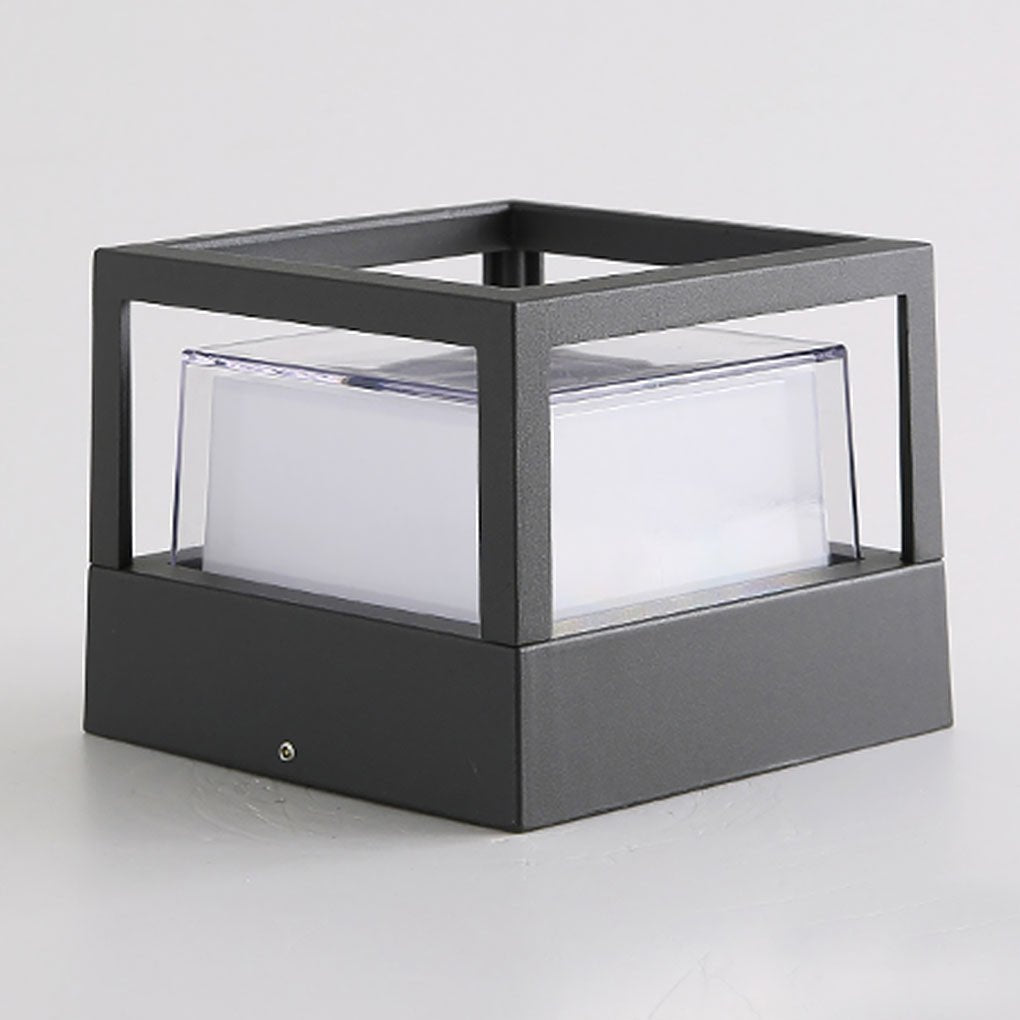 Square Double Layer Shade Outdoor Pier Mount LED Post Lamp