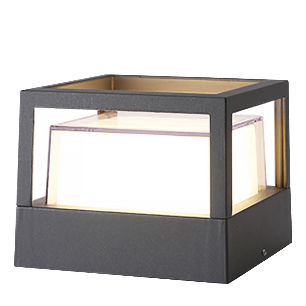 Square Double Layer Shade Outdoor Pier Mount LED Post Lamp