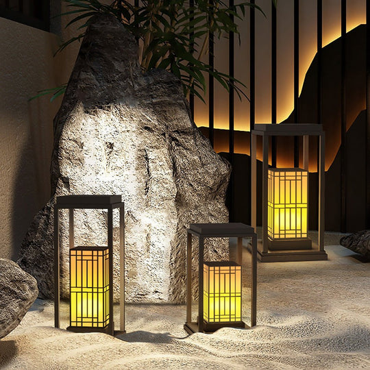Traditional Asian Outdoor Waterproof LED Light with Rectangular Frame