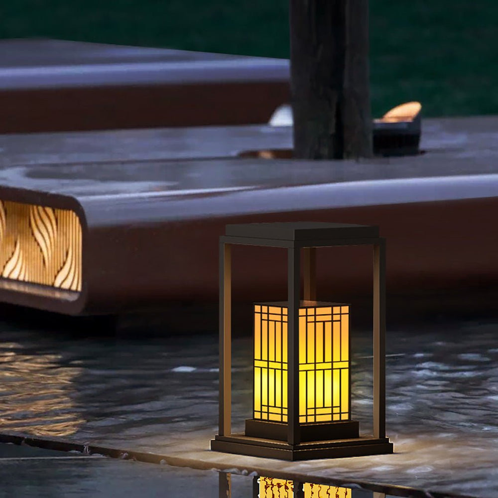 Traditional Asian Outdoor Waterproof LED Light with Rectangular Frame