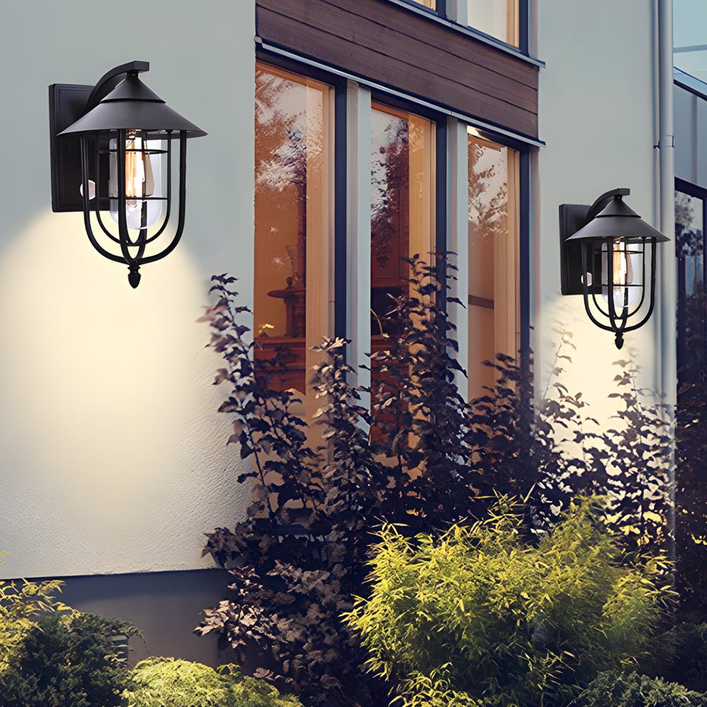 Waterproof Retro Iron Glass Motion Sensor Modern Outdoor Wall Lights