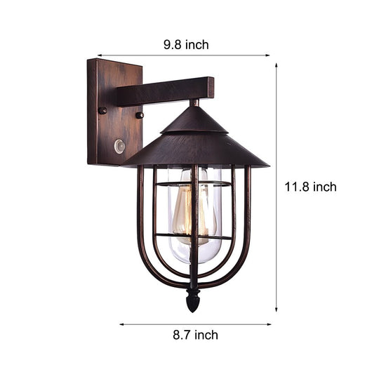 Waterproof Retro Iron Glass Motion Sensor Modern Outdoor Wall Lights