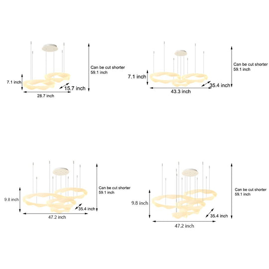 Modern Wavy Ring LED Chandelier – 2/3/4/5 Rings