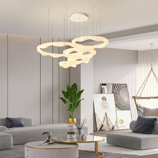 Modern Wavy Ring LED Chandelier – 2/3/4/5 Rings