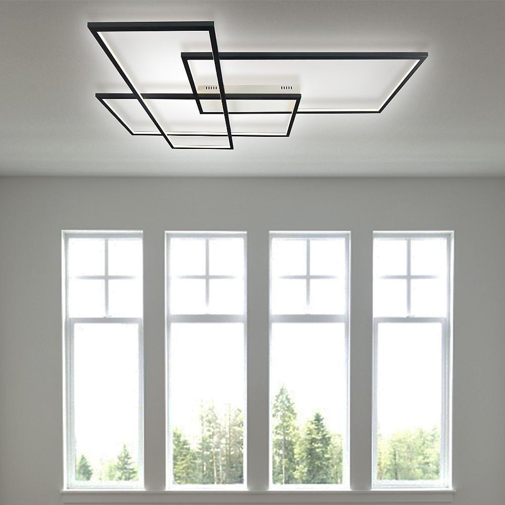 Rectangular Hybrid Modern Flush Mount LED Ceiling Light – 3-Tier Contemporary Design