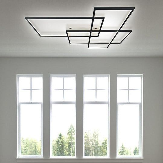 Overlapping Rectangles Aluminum Geometric LED Flush Mount Ceiling Light