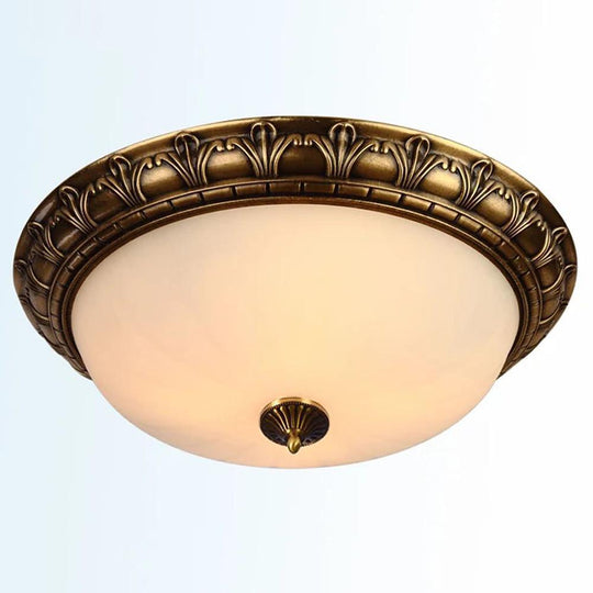 Antique Bronze Flush Mount Ceiling Light with Frosted Glass