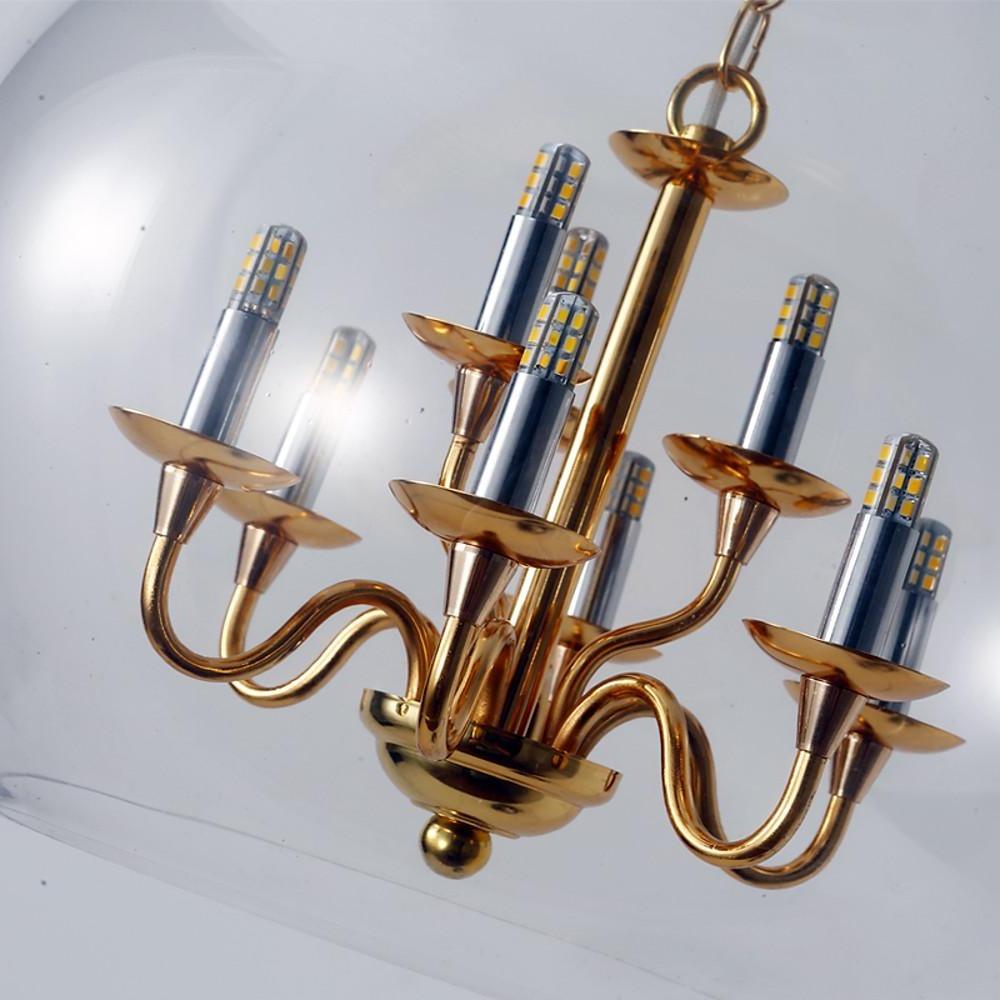 Glass Candelabra Globe Pendant Lighting with Interior 9 LED Light