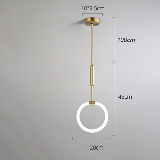 Circle LED Gold Modern Pendant Light Hanging Lamp