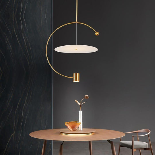 Electroplated Metal Semi-Circular LED Gold Nordic Pendant Light