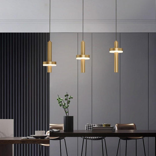 Circle Cylinder LED Gold Nordic Pendant Light